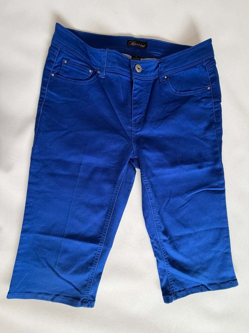 Baccini Size 10 Royal Blue Low Rise Capri Jorts Y2K Bermuda Stretch Shorts